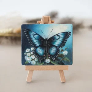 Blue Morpho Butterfly Painting: Miniature Watercolor Art