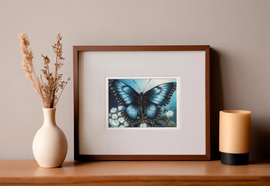 Blue Morpho Butterfly Painting: Miniature Watercolor Art
