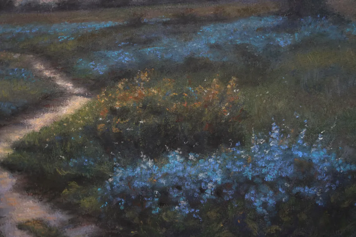Sunset Meadow Path – Original Pastel Landscape