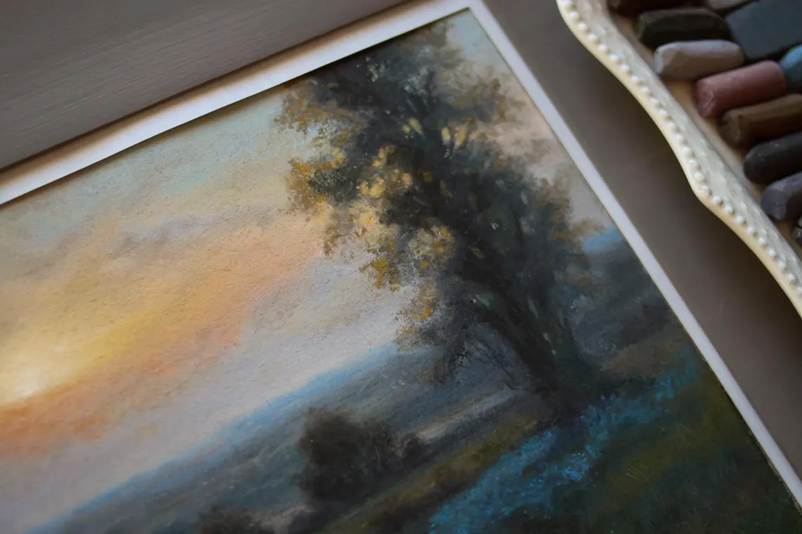 Sunset Meadow Path – Original Pastel Landscape