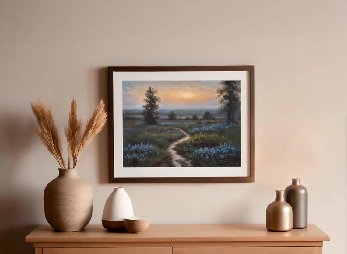 Sunset Meadow Path – Original Pastel Landscape