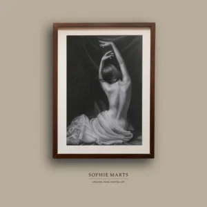 Original Graphite Drawing – Framed A4 Female Back Art