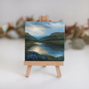 Miniature Mountain River Acrylic Painting with Magnet
