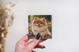Mini Pomeranian Dog Painting – Original Acrylic Pet Portrait Magnet