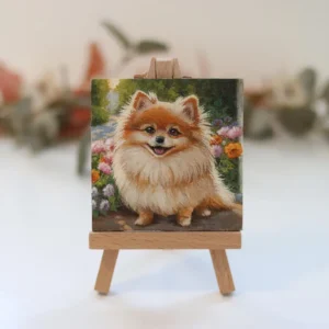 Mini Pomeranian Dog Painting – Original Acrylic Pet Portrait Magnet