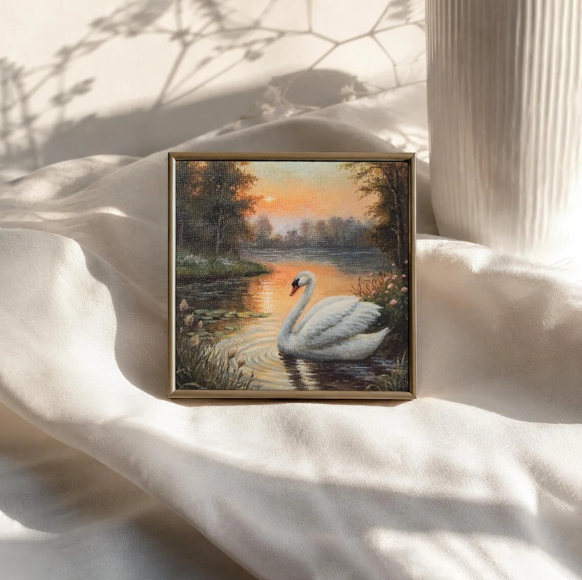 Swan Sunset Mini Painting