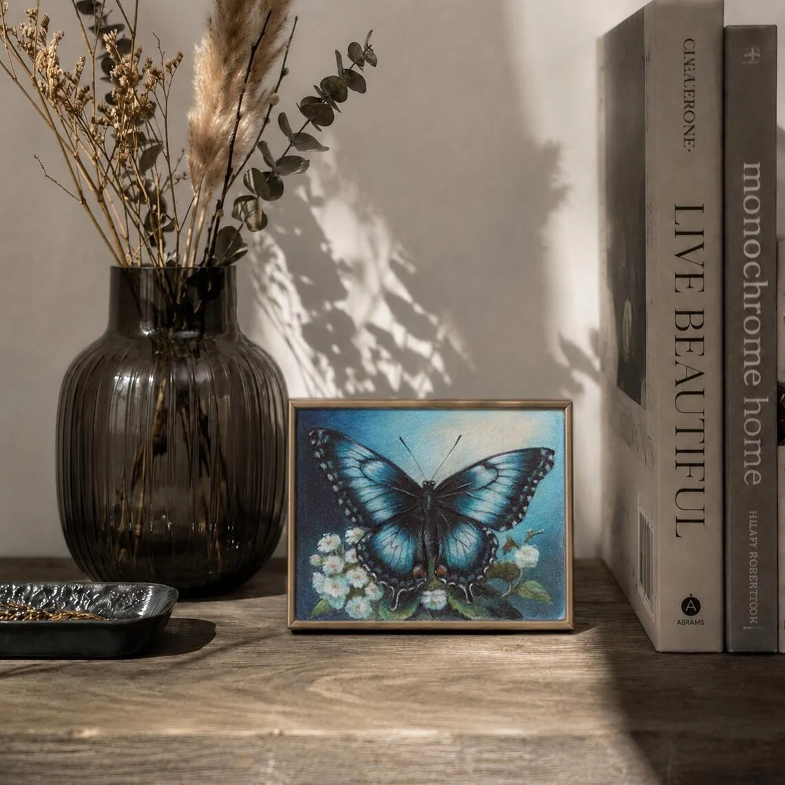 Blue Morpho Butterfly Mini Painting