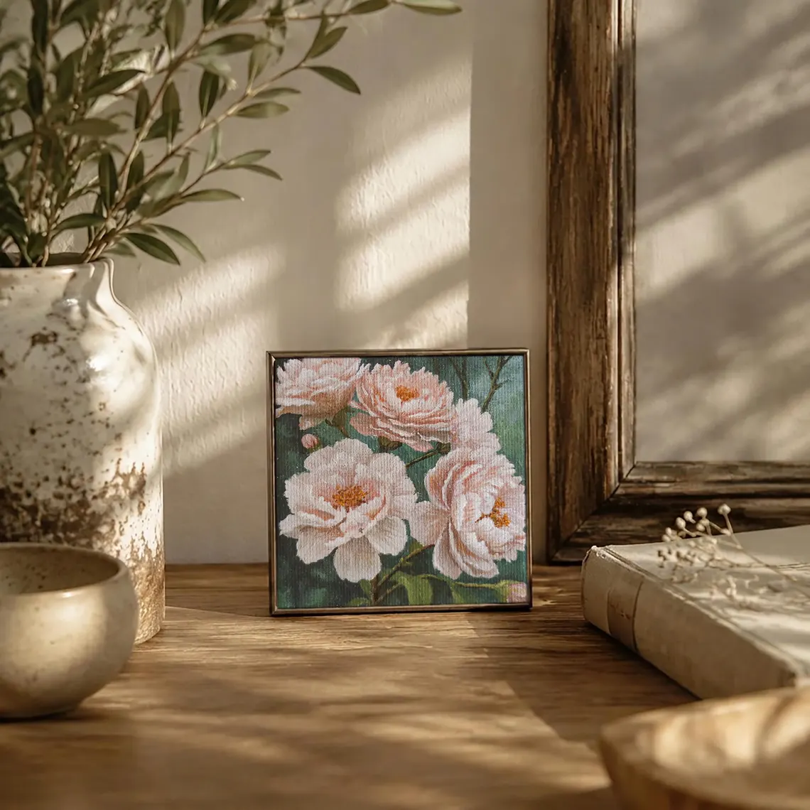 Mini Pink Peony Painting