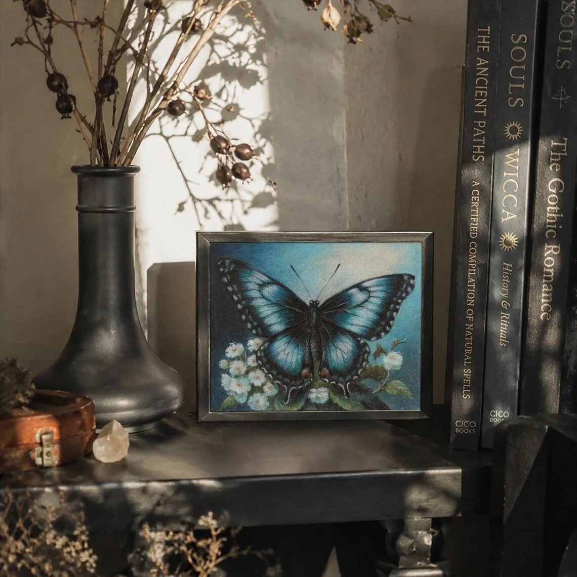Blue Morpho Butterfly Mini Painting