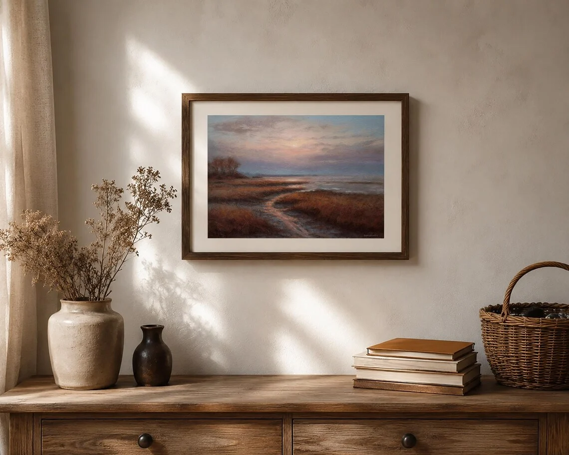 Coastal Marsh Sunset, Framed Wall Art
