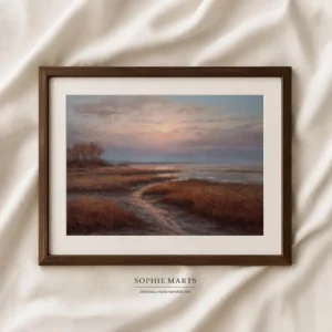 Coastal Marsh Sunset Pastel Painting