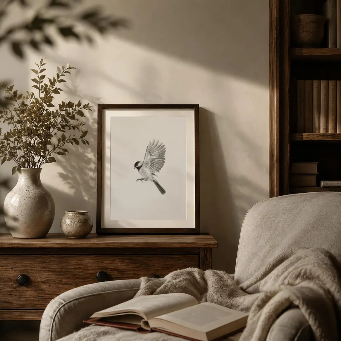 Chickadee Graphite Drawing