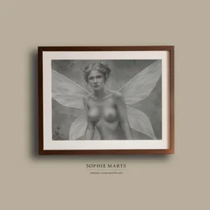 Vintage Fairy Portrait – Original Graphite Drawing