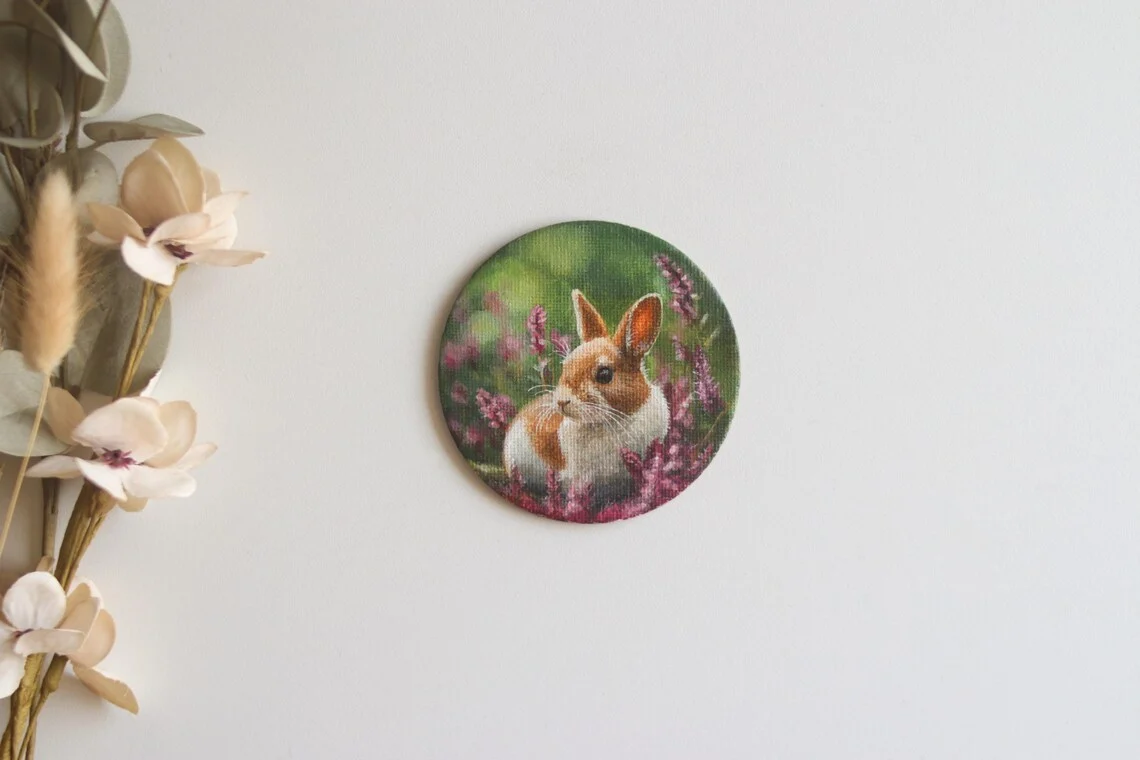 Round Miniature Rabbit Painting