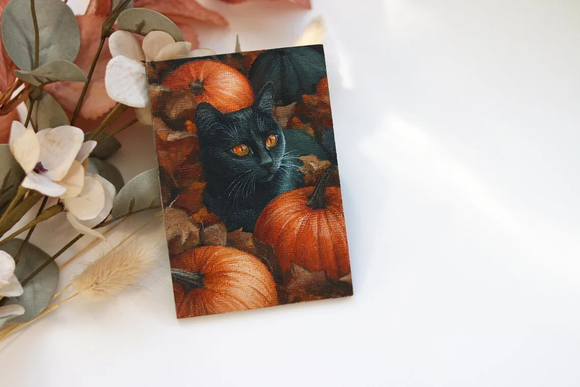 Black Cat Acrylic Painting