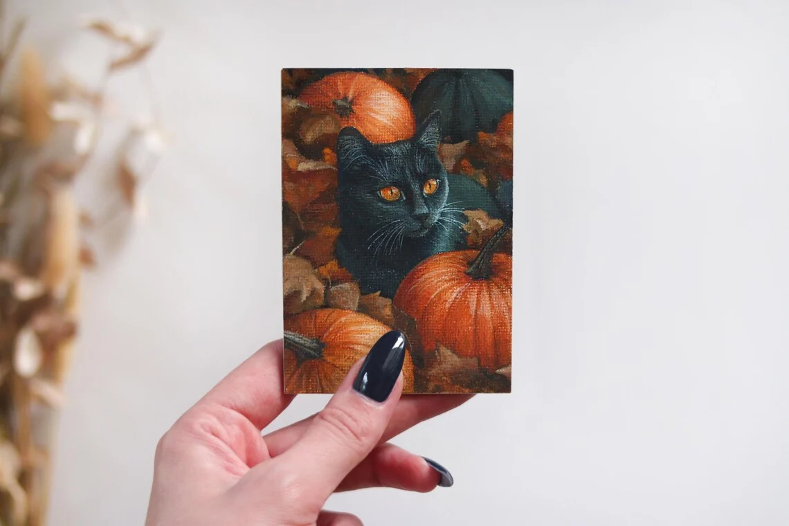 Black Cat Acrylic Painting