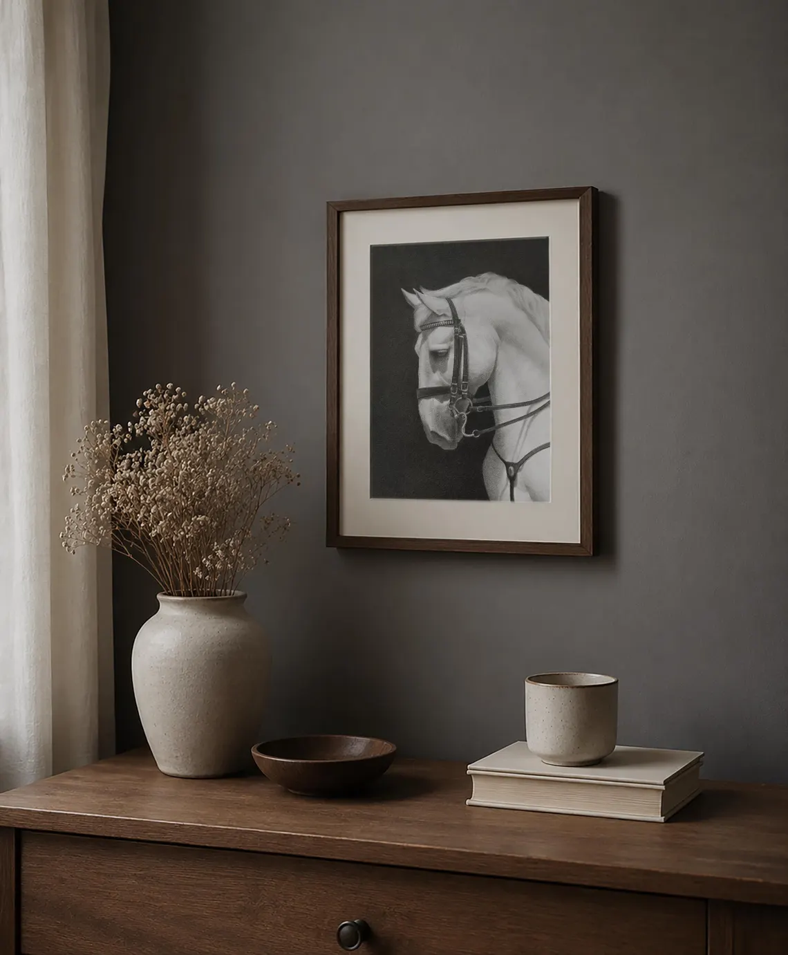 White Horse Graphite Drawing