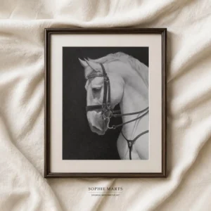 Original White Horse Graphite Drawing