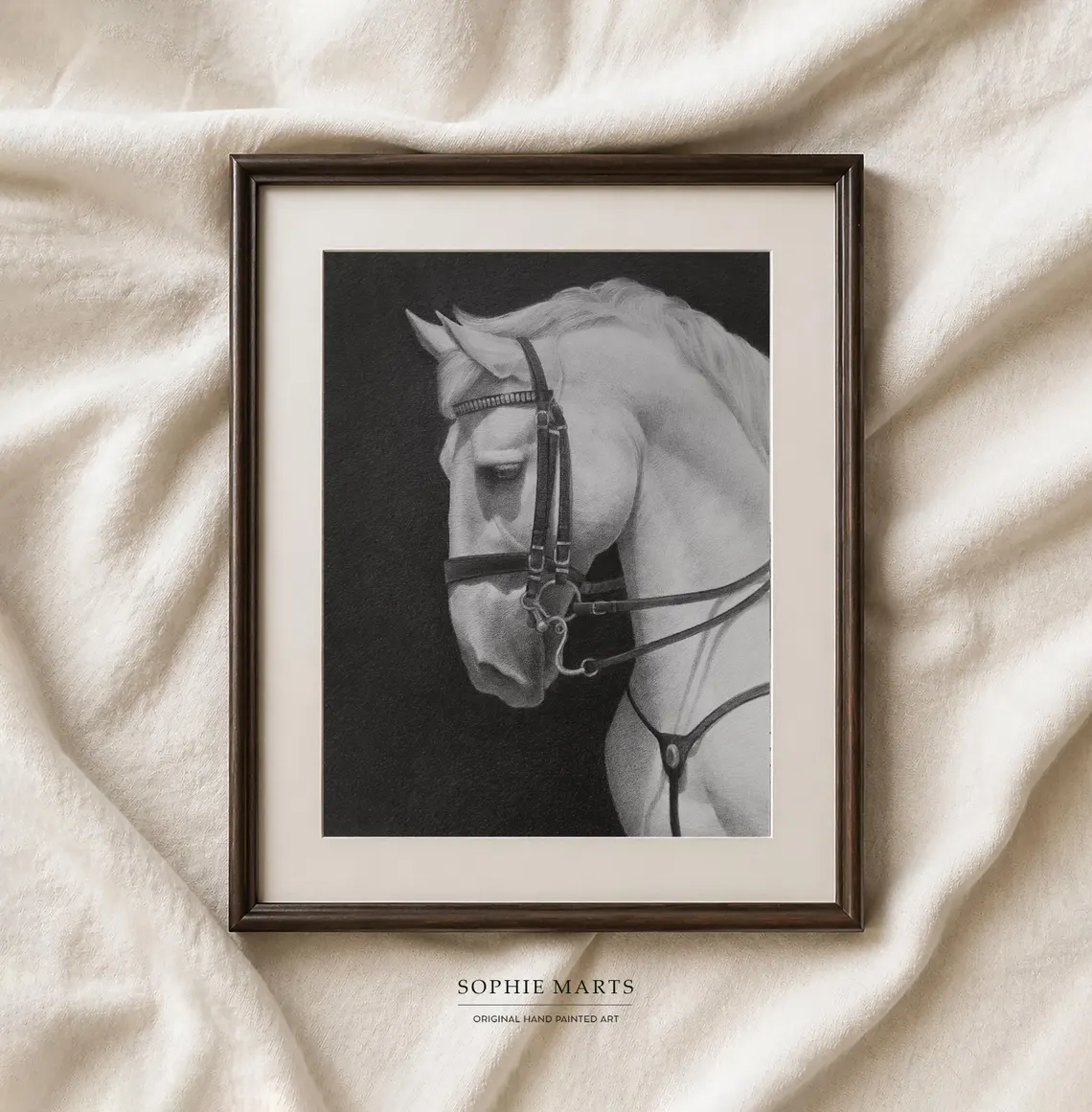 Original White Horse Graphite Drawing