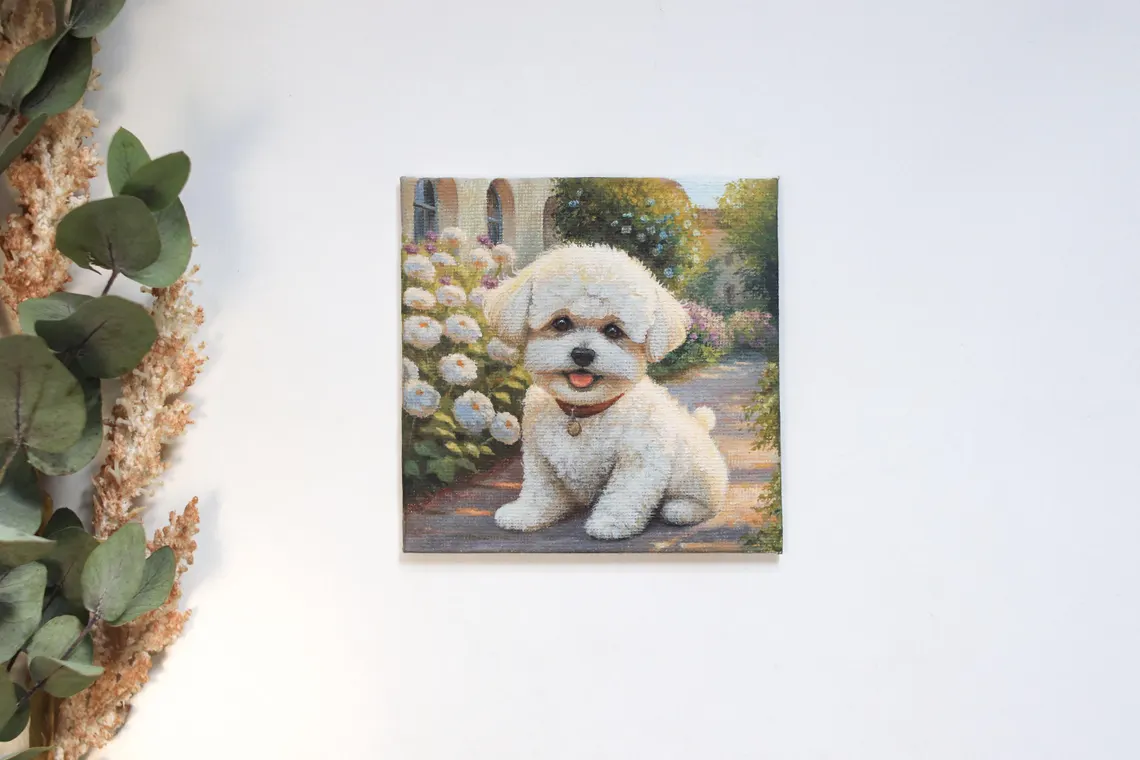 Bichon Frise Puppy Painting with Magnet