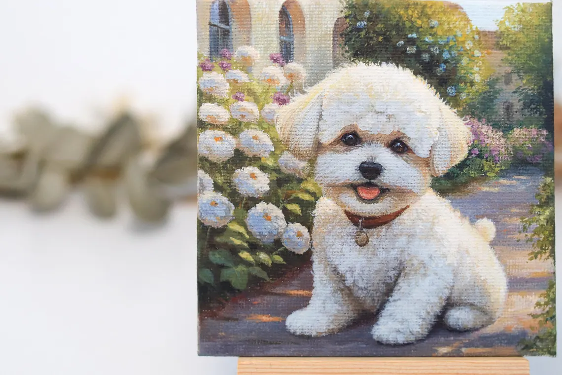 Bichon Frise Puppy Painting with Magnet