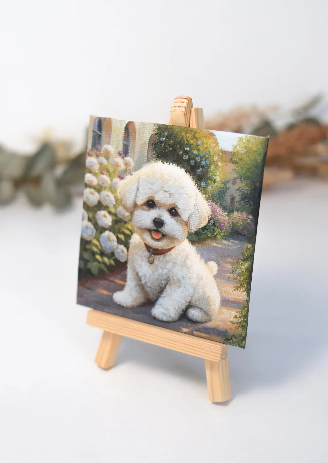 Bichon Frise Puppy Painting with Magnet
