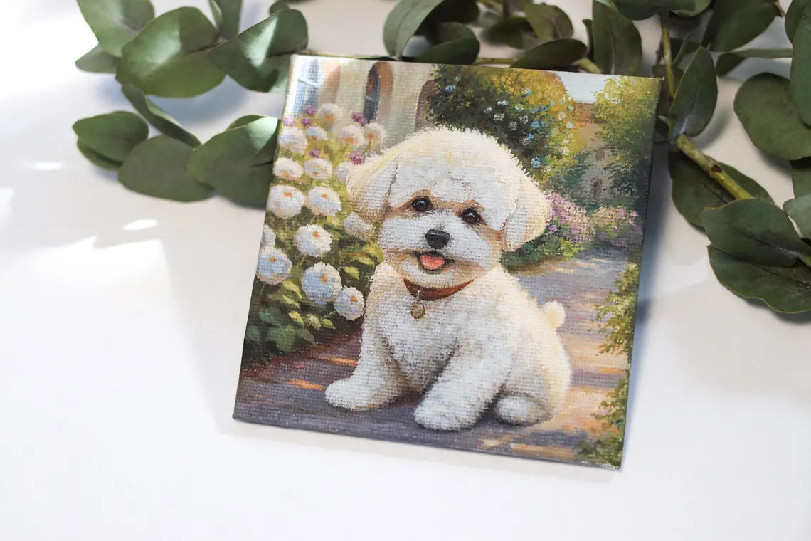 Bichon Frise Puppy Painting with Magnet