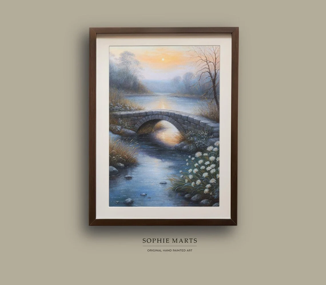 Pastel Landscape with Stone Bridge