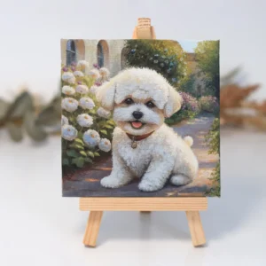 Bichon Frise Puppy Painting with Magnet