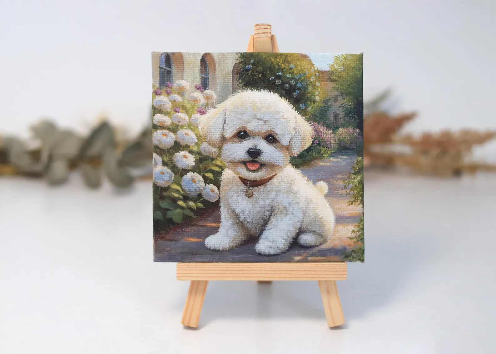 Bichon Frise Puppy Painting with Magnet