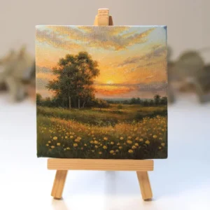 Miniature Sunset Landscape Painting