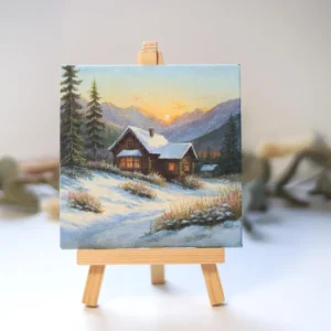 Original Acrylic Winter Cabin