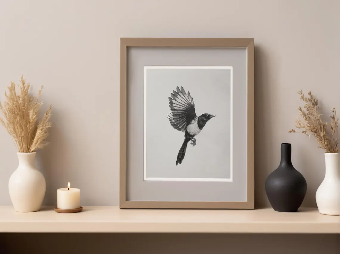 Magpie Pencil Drawing