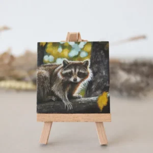 Raccoon in the Forest – Miniature Acrylic Painting