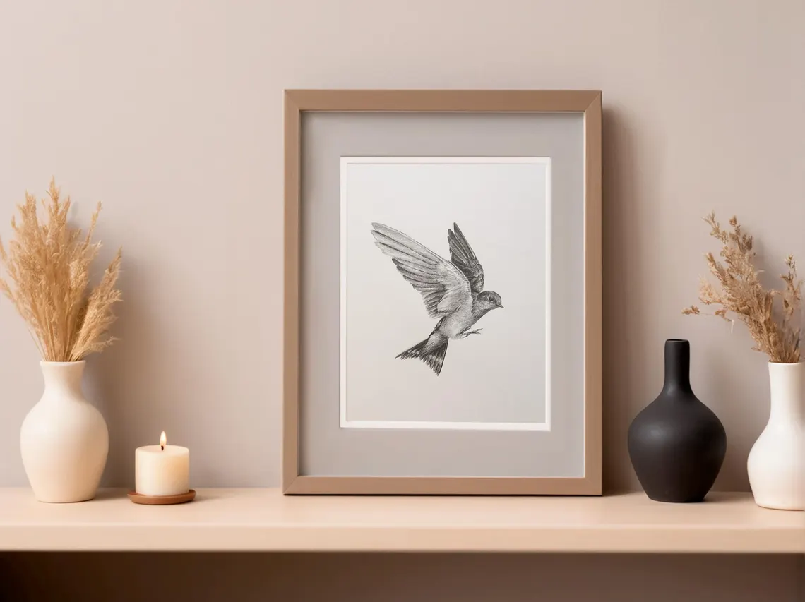 Graceful Flight – Realistic Bird Drawing