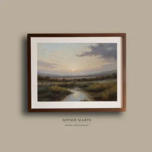 Original Pastel Painting: Sunset River Landscape Art