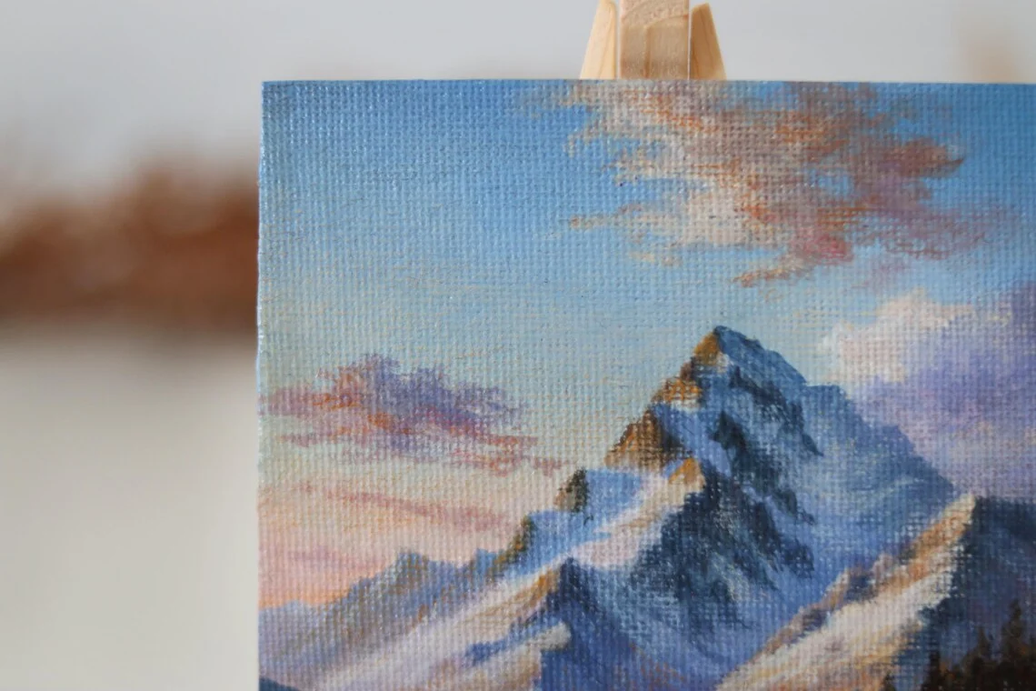 Snowy Mountain – Miniature Acrylic Painting