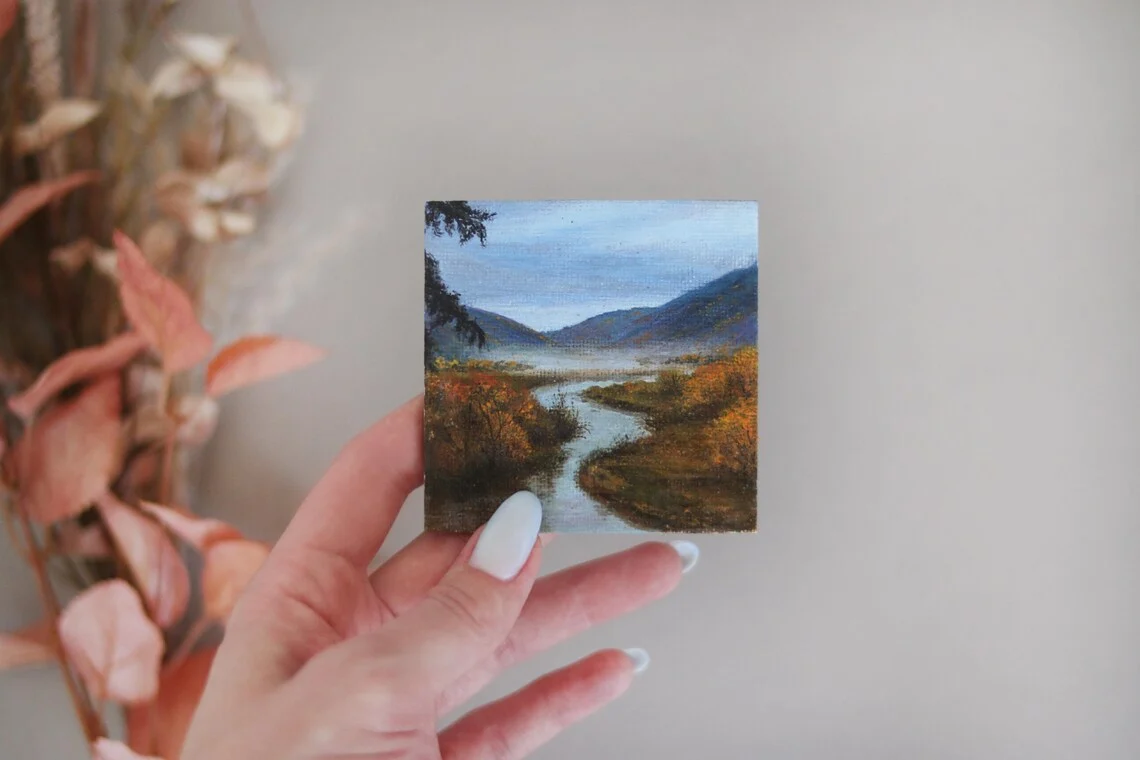 Miniature River Valley Painting