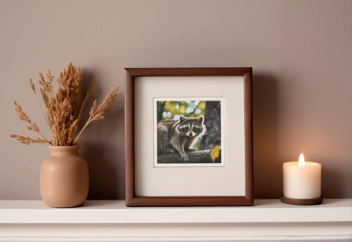 Raccoon in the Forest – Miniature Acrylic Painting