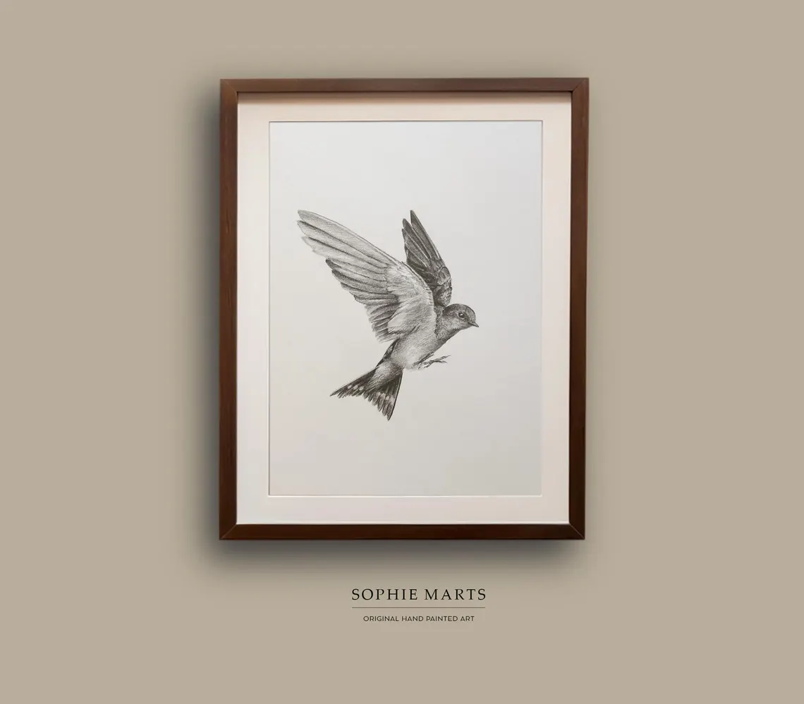 Graceful Flight – Realistic Bird Drawing