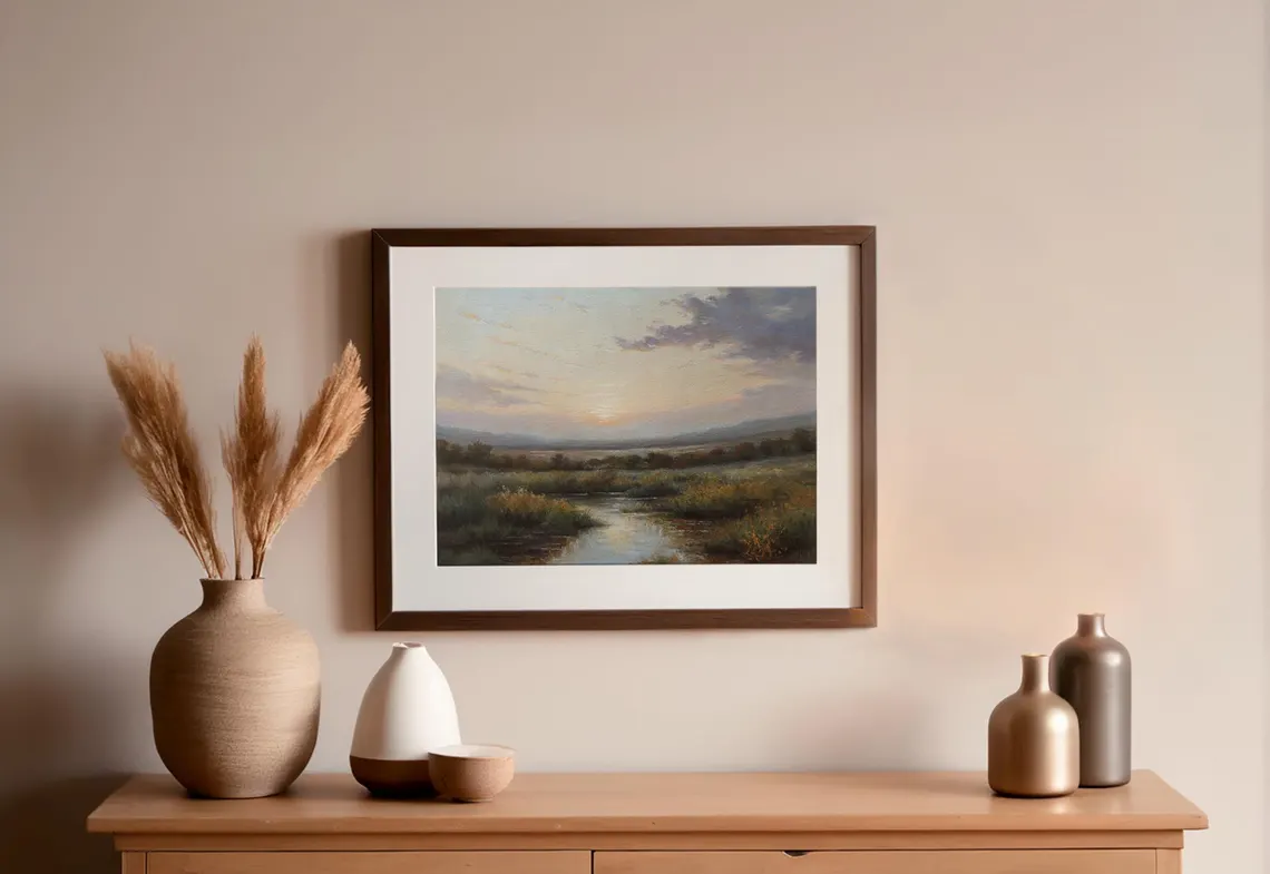 Original Pastel Painting: Sunset River Landscape Art