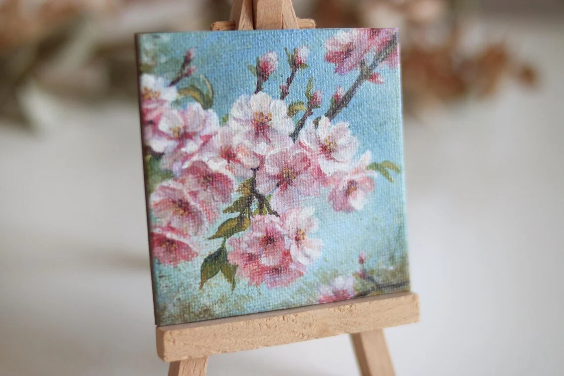Cherry Blossoms – Miniature Acrylic Painting