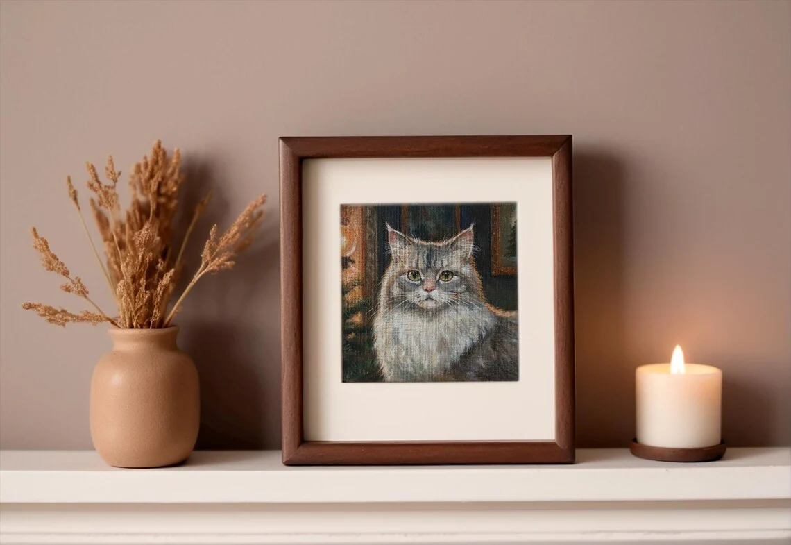 Cat Portrait, Miniature Acrylic Painting