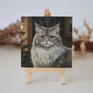 Cat Portrait, Miniature Acrylic Painting