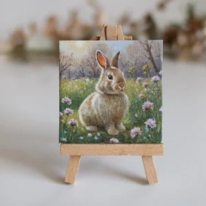 Fluffy Bunny – Miniature Acrylic Painting