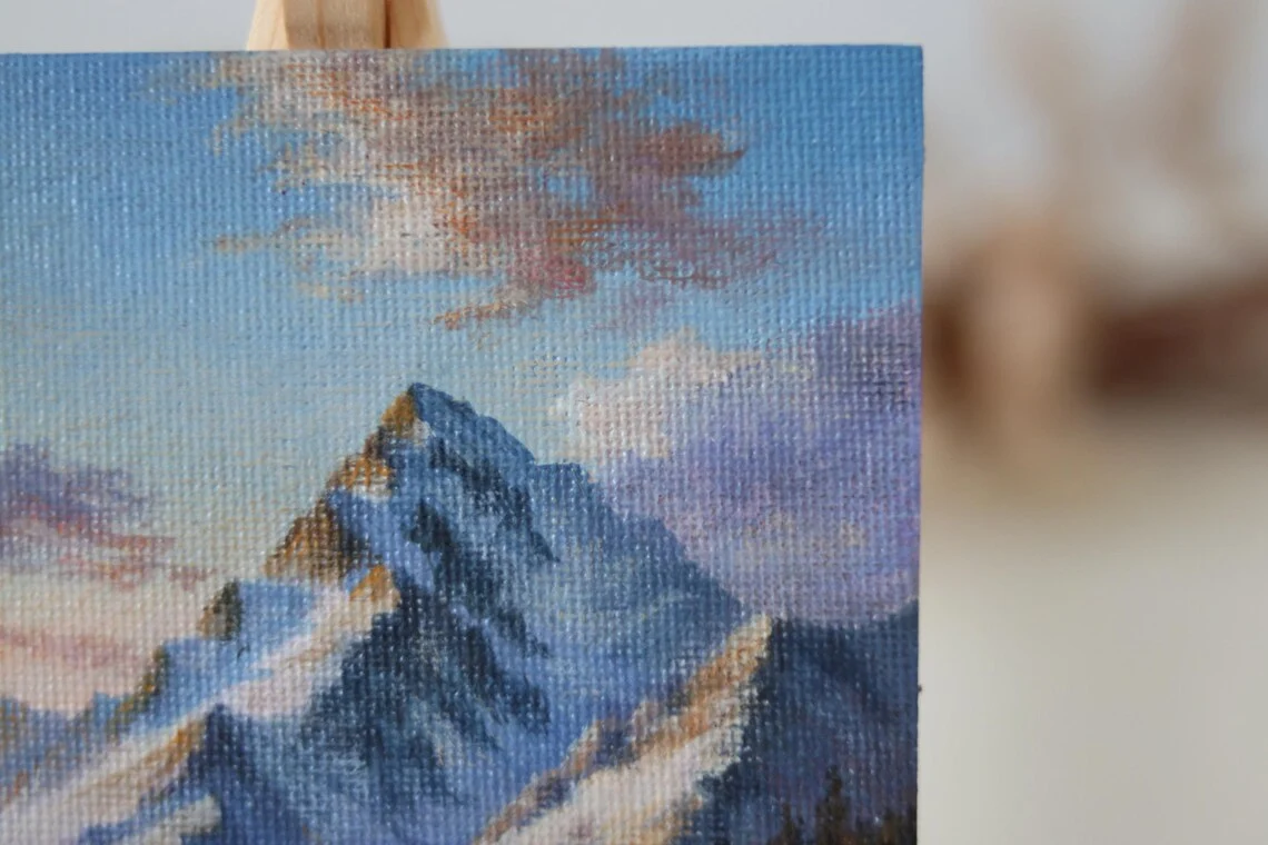 Snowy Mountain – Miniature Acrylic Painting