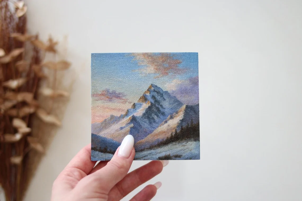Snowy Mountain – Miniature Acrylic Painting