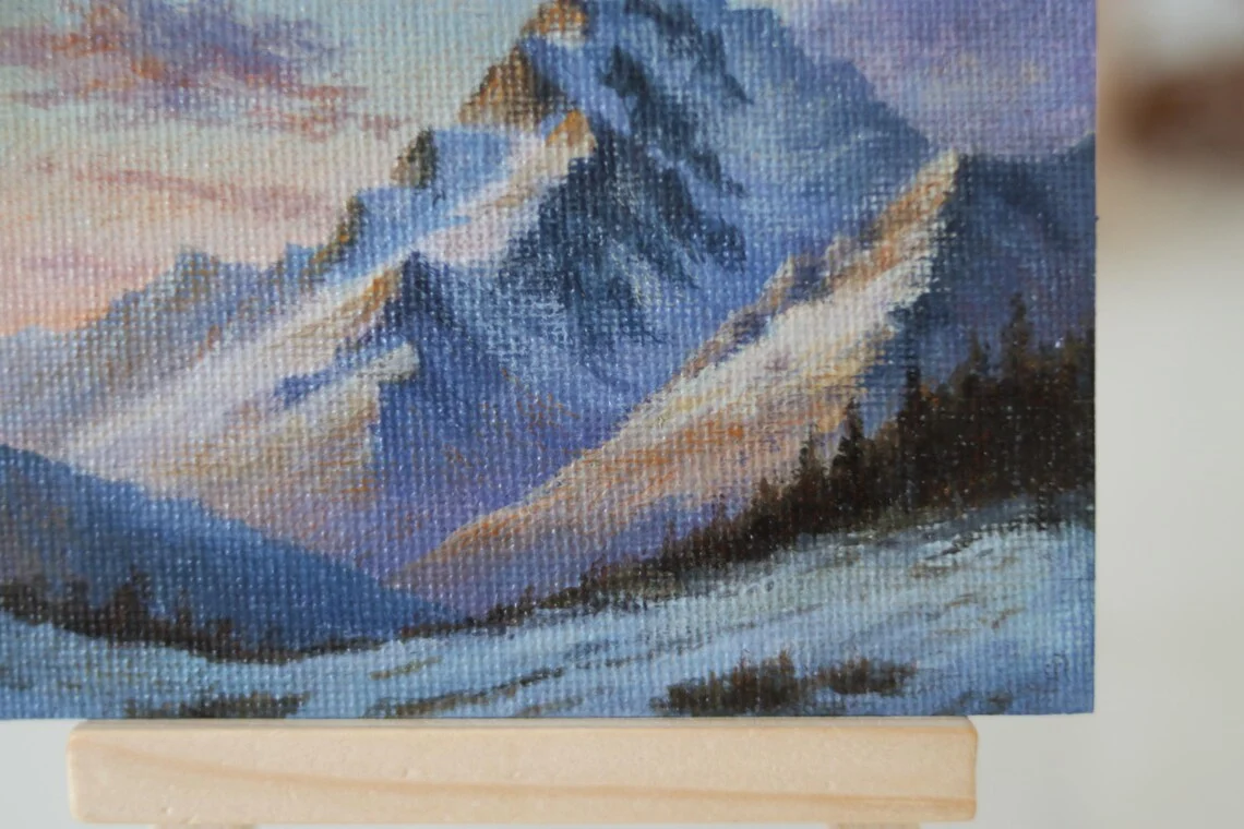 Snowy Mountain – Miniature Acrylic Painting