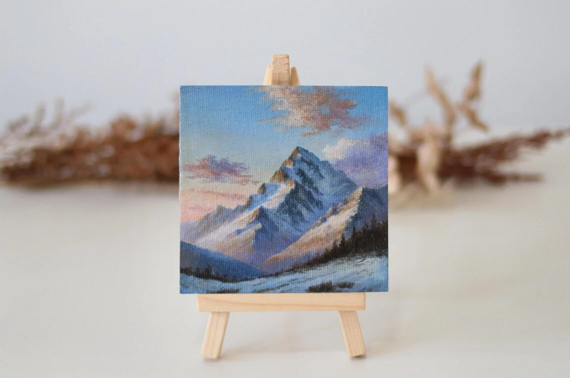 Snowy Mountain – Miniature Acrylic Painting