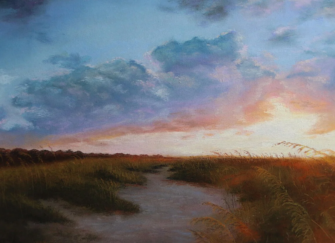 Golden Horizon – Original Pastel Landscape Painting